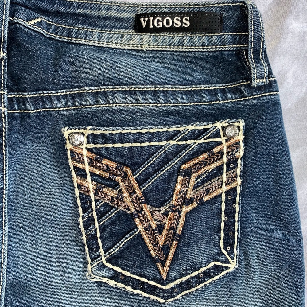 NEW Women’s Vigoss Cropped Dark Denim Jeans sz 16 - Picture 8 of 8
